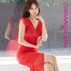 【PREMIUM】【最高級★LUXURY STYLE】フリルアシメントリータイトワンピース クリーム レッド ブラック S/M/L【frill-n032801lux】( mja )(240507