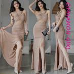 【PREMIUM】【最高級★LUXURY STYLE】【全2色】レースクロストップロングドレス ピンクベージュ ブラック S/M/L【lace-m092401lux】( mja )(250116)