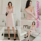 【最高級★LUXURY STYLE】レース切替ミディアムタイトワンピース　アイボリー ピンク ブラックS/M/L【midi-j25120419lux】( mja )(251224) 【ti】