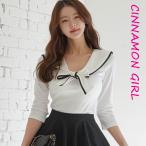 【PREMIUM】【最高級★LUXURY STYLE】セーラー襟リボンブラウス アイボリー ピンク イエロー スカイ ブラック【ribbon-y25030401top】( mja )(250318)