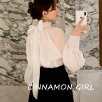 【全2色】【SALE ￥4,980→￥3,480】オーガンジーバックリボン長袖ブラウス　 ベージュ ブラック【see-bl160】( sb )(230228)240527