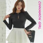 【PREMIUM】【最高級★LUXURY STYLE】パールポイントバックZIP長袖ブラウス アイボリー ブラック S/M【shoulder-y030503top】( mja )(250311)