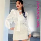 ショッピングニットタイ 【PREMIUM】【最高級★LUXURY STYLE】【全2色】タイポイント長袖ブラウス　アイボリー ピンク【wini-t4704top】( vdh )(250128)