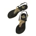 ショッピングFINAL 【FINAL SALE】il Sandalo【イル サンダロ】リングチェーントングサンダル 379 GOLD FREE LEATHER CALF BLACK ブラック