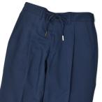 【FINAL SALE】GERMANO【ジェルマーノ】ドローコード付きワンプリーツパンツ 8604 203 バックシャーリング ウール ポリエステル ストレッチ ブルー