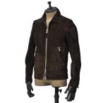 EMMETI【エンメティ】襟付きシングルライダースジャケット GIACOMO SP CALF SKIN NUBUCK MARRONE ジャコモ カーフヌバックレザー ダークブラウン