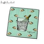 Dieffe Kinloch[tiefe* gold блокировка ] принт полотенце носовой платок CHAMPAGNE and OSTRICHE хлопок бирюзовый темно-синий 