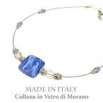 ショッピングイタリア イタリア製 ベネチアンガラスネックレス　ムラーノガラス　アベンチュリン　ラピス＆ブルー　レディースアクセサリー　