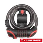 自転車 鍵  ワイヤーロック LEDライト付き 盗難防止 5桁ダイヤル式 取付けブラケット付き ダイヤルロック ブラック CANOVER カノーバー CANL-001 カギ 頑丈