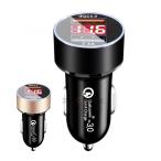 シガーソケット USB 2連 電圧計付き 急速充電 充電器 クイックチャージ 24V 12V 車 カーチャージャー スマホ iPhone 2カラー