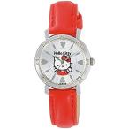 シチズン Q&amp;Q 腕時計 アナログ ハローキティ 防水 革ベルト 日本製 0003N003 レディース シルバー レッド