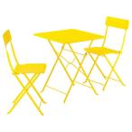 IKEA イケア テーブル＆折りたたみチェア2脚 屋外用 ブライトイエロー/ブライトイエロー 65×65cm big49573035 SUNDSO スンドソー