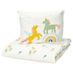 IKEA Ikea .. чехол на футон & подушка покрытие белый многоцветный / Unicorn рисунок одиночный 150x200/50x60cm m40622714 BARNDROM балка n draw m