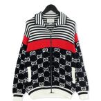 GUCCI グッチ ニット ジャケット 545701 XKABP ボーダー 切替 カウチン ハイネック カーディガン GG柄 マルチカラー S メンズ  中古 20013066