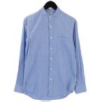 individualized shirts インディビジュアライズドシャツ 長袖シャツ シャドーストライプ スタンドカラー ブルー 青  メンズ  中古 20013105