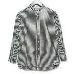 INDIVIDUALIZED SHIRTS インディビジュアライズド シャツ 長袖シャツ バンドカラー ストライプ コットン 白黒 14.5  27101518