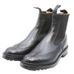 未使用 Tricker's トリッカーズ UK7 サイドゴアブーツ 2754/3 HENRY ヘンリー ボックスカーフ エラスティック ブラック  35003133