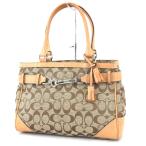 Yahoo! Yahoo!ショッピング(ヤフー ショッピング)COACH コーチ ハンドバッグ 8K06 ミディアムキャリーオール シグネチャー キャンバス ベージュ  バッグ 鞄  中古 65001156