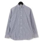 ショッピングINDIVIDUALIZED INDIVIDUALIZED SHIRTS インディビジュアライズドシャツ 長袖スタンドカラーシャツ ストライプ CLASSIC FIT ブルー 青 32 メンズ  中古 71000728