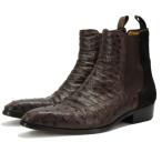 Santoni サントーニ サイドゴアブーツ オーストリッチ ハラコ コンビ ダークブラウン 茶 UK8ブーツ  中古 81000562