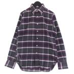 美品 INDIVIDUALIZED SHIRTS インディビジュアライズドシャツ 長袖シャツ チェック SLIM FIT スリムフィット 柄 紫 34 メンズ  中古 92001295