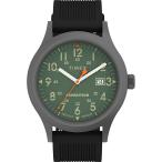 ショッピングバンド Timex（タイメックス） TW4B302009J Expedition Scout 40mm メンズ腕時計 グリーンダイヤル ガンメタルケース シリコンバンド ブラック クォーツ 防水100m