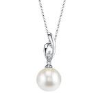 The Pearl Source 14K Gold 8-9mm Round White Freshwater Cultured Pearl &amp; Dia
