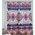 新品YoKII Tribal Aztec Fabric Shower Curtain, Retro Native American Indians Navajo Geometric Hipster Bathroom Shower Curtain Sets Pink Mex