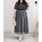 大きいサイズ レディース CLETTEオリジナル★ボーダーニットドッキングチュールワンピース