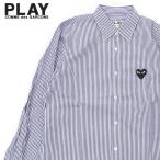 新品 プレイ コムデギャルソン PLAY COMME des GARCONS MENS BLACK HEART STRIPE L/S SHIRT 長袖シャツ BLUE ブルー 青 216001645034 TOPS