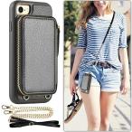 iphone7ケース iphone 8 ケース レザーケース カード入れ機能付き 財布型 耐衝撃カバー 多機能スマホケース クロスボディチェー ...