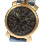 極美品！箱・保付【GaGa MILANO】ガガミラノ マヌアーレ48 5011.VINTAGE 純正革ベルト 手巻き メンズ★【19112】