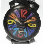 保付【GaGa MILANO】ガガミラノ マヌアーレ48MM ブラックPVD 5012.03S 手巻き メンズ【ev05a】