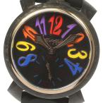 ★美品★【GaGa MILANO】ガガミラノ マヌアーレ48MM 6062.02S 300本限定 手巻き ラバーベルト メンズ 【21105】【ev20】