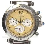 ☆訳あり【CARTIER】カルティエ パシャ38 クロノグラフ ネコ目 クォーツ メンズ【ev10】