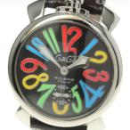 ☆良品 保付【GaGa MILANO】ガガミラノ マヌアーレ48MM 5010.02S 手巻き メンズ