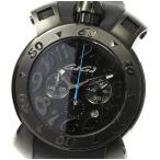 ☆美品【GaGa MILANO】ガガミラノ CHRONO 48MM IPコーティング デイト クロノグラフ 8012.01 クォーツ メンズ