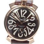 ☆美品【GaGa MILANO】ガガミラノ マヌアーレ48 5011.01 手巻き 革ベルト メンズ【ev15】
