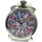 ☆美品☆保証書【GaGa MILANO】ガガミラノ マヌアーレ48 5010.09S 手巻き メンズ【ev15】
