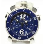 ☆良品【GaGa MILANO】ガガミラノ クロノスポーツ45mm クロノグラフ 7010.01 クォーツ メンズ【ev15】