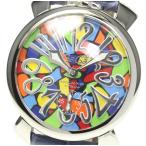 ☆美品【GaGa MILANO】ガガミラノ マヌアーレ48 モザイク 5010.MOSAICO1S 手巻き メンズ【ev15】