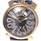 ☆良品 保付き【GaGa MILANO】ガガミラノ マヌアーレ48 スモールセコンド 5011.05S 手巻き メンズ【ev15】