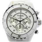 ☆美品【CHANEL】シャネル J12 H2009 白セラミック クロノグラフ 9Pダイヤ 自動巻き ...