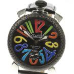 ☆美品【GaGa MILANO】ガガミラノ マヌアーレ48MM カーボン 5015.01S 手巻き メンズ
