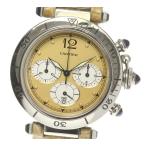 ※ブレス訳あり品【CARTIER】カルティエ パシャ38mm ネコ目 クロノグラフ クォーツ メンズ
