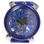 ☆良品【GaGa MILANO】ガガミラノ マヌアーレ48 クリスタル 6090.03 手巻き メンズ