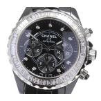 ☆美品【CHANEL】シャネル J12 H2419 アフターダイヤベゼル 9P クロノグラフ デイト ...