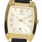 ★保証書付き【VERSACE】ヴェルサーチ ゴールデン トノー 2Pダイヤ デイト WLQ70 クォーツ メンズ