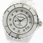 ☆良品★保証書付き【CHANEL】シャネル J12 白セラミック 12Pダイヤ デイト H1629  ...