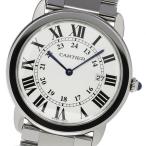 ☆良品★箱・保証書付き【CARTIER】カルティエ ロンドソロLM デイト W6701005 クォー ...